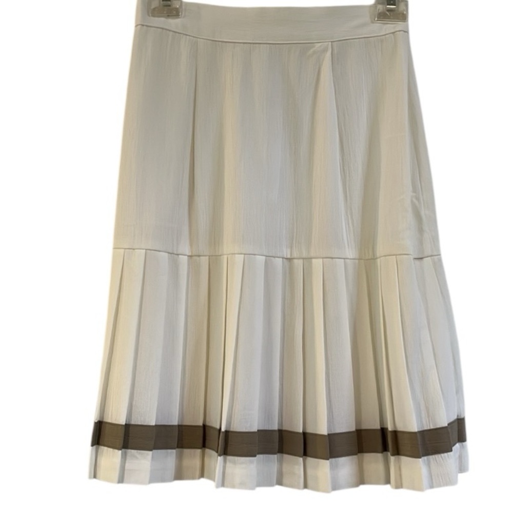 VINTAGE DAWN JOY DOUBLE BREASTED JACKET AND PLEATED SKIRT SET TAN WHITE SIZE 6 - Picture 9 of 17